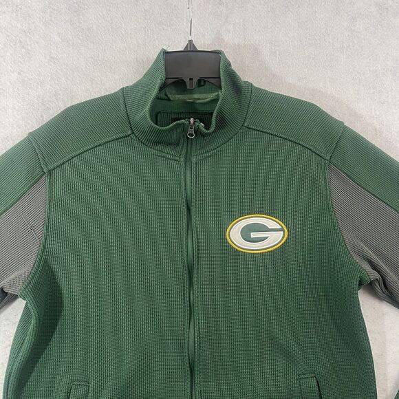 NFL Green Bay Packers Jacket Mens Size Medium Green Full Zip Fleece Logo Pockets - Picture 9 of 14